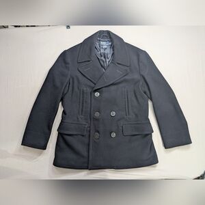 Vtg Polo Ralph Lauren Double Breasted Peacoat Wool Navy Nautical Naval Coat